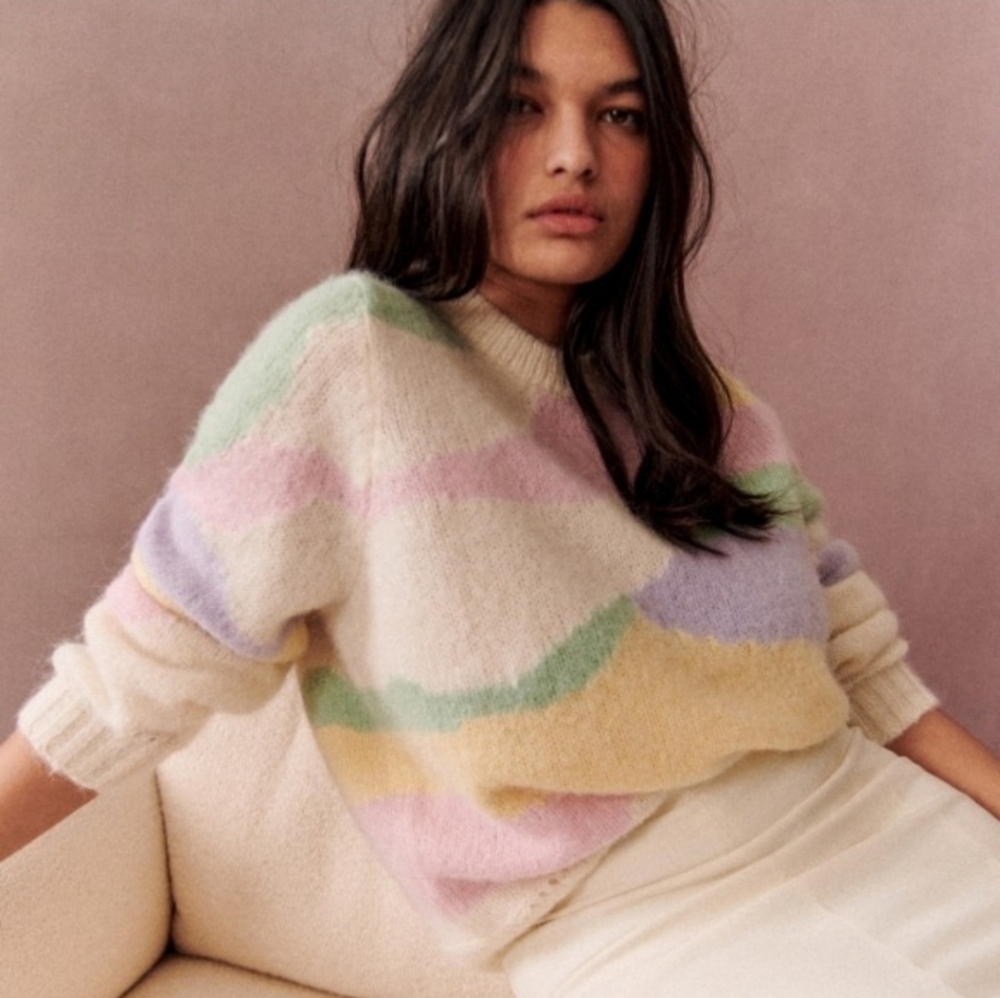 Sezane Pastel Striped Sweater